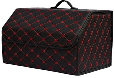 RUIHAHA Auto Organizer Kofferraum für VW Golf 7 2014-2019 Wasserdicht Faltbar Aufbewahrungsbox Kofferraumtasche Multifunktion Innenraum Zubehör,B/BlackRed-XL