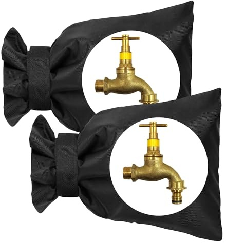 Frost Protector Pack of 2 - Outdoor Tap Cover for Winter - Easy Fit Thermal Garden Tap Cover Jacket Guard - 20 cm Black