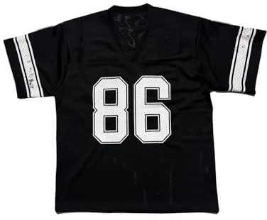 FeMereina Women's Jersey Shirts for Women Graphic Number Shirt Soccer Jersey Summer Oversized T Shirts Tops (Black, S)