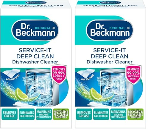 Dr. Beckmann Service-it Deep Clean Dishwasher Cleaner | Hygienically cleans and removes bad odours | Incl. wet wipe | 75 g (Pack of 2)