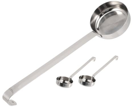 Zerodeko Lot de 3 Louches à Pizza et Cuillères à Sauce en Acier Inoxydable, Fond Plat, Manche Long, Ustensiles Cuisine Polyvalents pour Étaler Sauce et Ketchup, Petit Format pour Usage