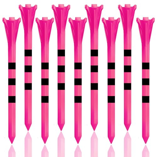 FINGER TEN Golf Tees Plastik Unzerbrechliche 3 1/4 2 3/4 Zoll 30 Packung oder Lange Tees 40 Stück mit 1 1/2 Kurze Tees 20 Stück, fünf Krallen Golf Tee Gemischte (Rosa, 30 Pack-2 3/4 '' 70mm)