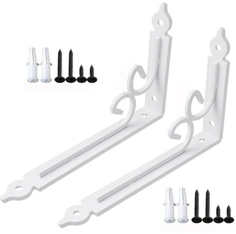 FMCAGNGAKP 2 Reggi Mensola da Muro, Staffe per Mensole Pesanti, Rinforzo Angolare ad Angolo Retto, Viti e Tasselli a Abbinati, per Scaffalature Aperte Fai da Te(White,300mm/11.8in)