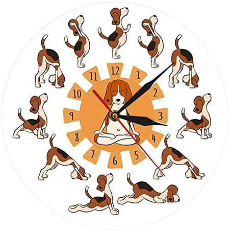 BHFZIAP Orologio da parete con immagine stampata di cane che fa yoga 30,5 cm