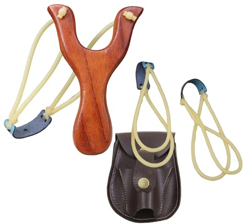 JACKANNA Steinschleuder Schleuder Zwille - Nostalgisches Kinderspielzeug ab 8 Jahren, Outdoor-Handwerk für Jagd & Angeln, handgefertigte Holz-Katapult (Rote Birnen)