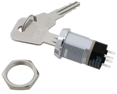 Create idea 4-poliger Elektronischer Doppel-Drehschlüsselschalter 2NO-2NC 2A/250V 4A/125V 19mm Geeignet für Verschiedene Panel-Steuerkästen