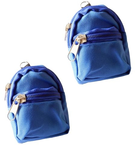 2Pcs Blue Mini Doll Backpack School Bag Model Dollhouse School Accessory for 1/6 Scale Dollhouse Dollhouse Décor,Simulation Mini School Bag Model,Dollhouse Accessories