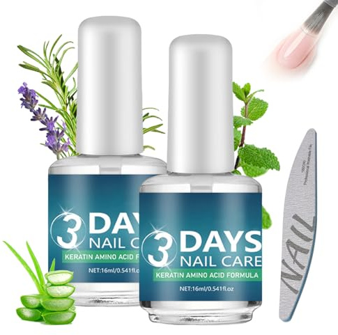 Huile Pour Ongles Haute Brillance À Séchage Rapide, Soin 3 Jours, Huile Fortifiante 3 Jours À La Kératine, Au Romarin Et À La Lavande, Réparation Intensive Pour Ongles Secs (2 unités)
