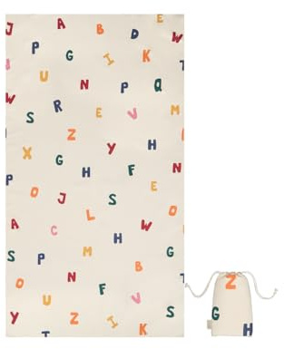 molis&co - Toalla Microfibra - Toallas de Playa y Piscina Viajes - con Secado Rápido, Sin Arena - Incluye Funda Impermeable - Certificado Oeko-Tex - ABC, 160x90cm