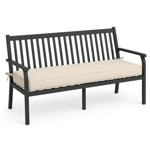 AEHO Cojín Banco en Tela de Lona, Cojíns de Asiento 50D 5cm, Cojín Muebles Firme para Cojin para Banco Ventana, Cocina y Colchoneta Banco Jardin,Beige,140x45x5cm