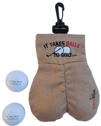 MySack 'It Takes Ball to Golf' Novelty Suede Funny Golf Ball Holder Comes With 2 Free Golf Balls Included | 13cm x 24cm x 4cm