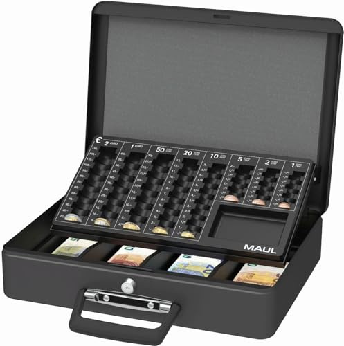 Maul Geldkassette mit Euro-Zähl-Einsatz 37x29x12cm schwarz