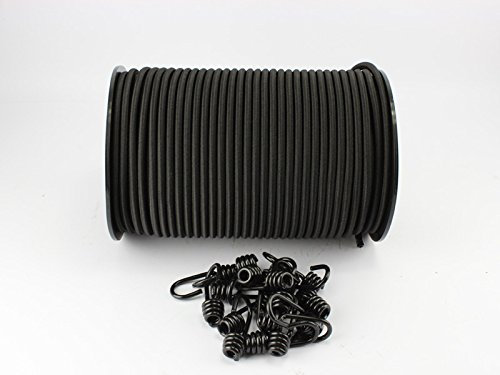 Unbekannt 6mm Expanderseil schwarz 10m +20 Spiralhaken Gummiseil Haken Seil Plane