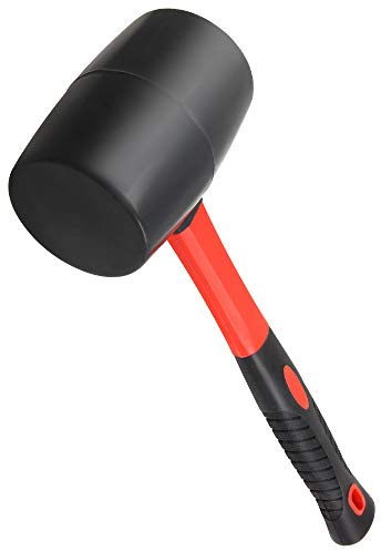 Powerbuilt Rubber Mallet 32 Ounce with Fiberglass Handle, 32oz, Non-Slip Grip, Non-Marring, Shock-Absorbing - Red 950195