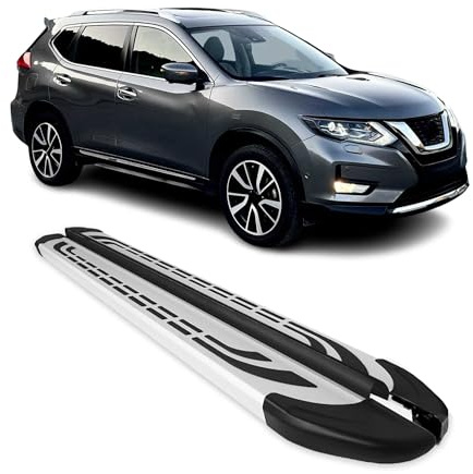 OMAC Trittbretter Seitenschweller Seitenbretter kompatibel mit Nissan X-Trail T32 2013-2021 Silber Alu
