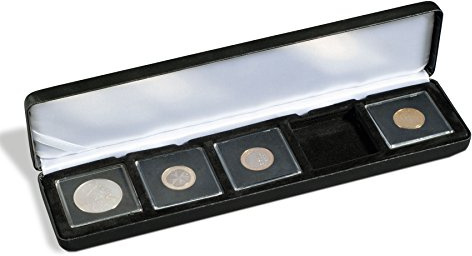Leuchtturm 339266 Etui à Monnaie Nobile - Compartiments carrés pour 5X Capsules Quadrum - Noir