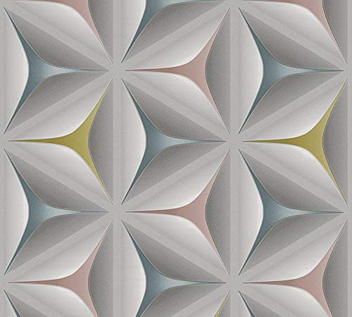 A.S. Création Vliestapete Scandinavian 2 Tapete mit Stern Muster geometrisch grafisch 10,05 m x 0,53 m blau grau rosa Made in Germany 960422 96042-2