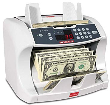 Semacon S-1215 Series 1200 Bank Grade Currency Counters with UV Detection and SmartFeed Advanced Banknote Feed System Technology, Speed Up to 1600 Notes Per Minute