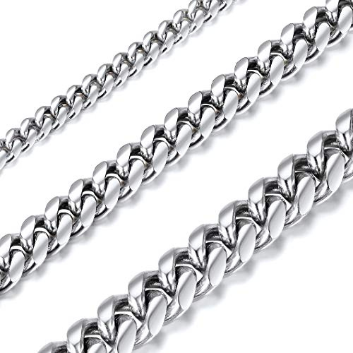 Richsteel 14mm Grandes Cadenas Hombre Acero Inoxidable 45cm Collar Cubano con Cierre Seguro