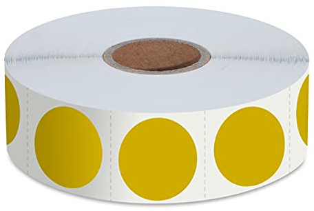1500 adesivi di codifica a colori rotondi dorati, Etichette di inventario a punti circolari con linea di perforazione in rotolo (2,5 cm di diametro)