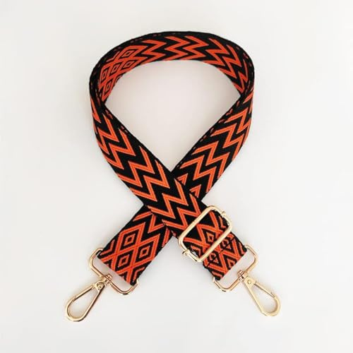 Boho Verstellbar Schulterriemen für Taschen 3.8cm Mehrfarbiger Breiter Taschengurt Schultergurt für Damen und Herren Verstellbar Riemen Taschenhenkel Umhängegurt für Taschen Handtaschen,Orange Schwarz