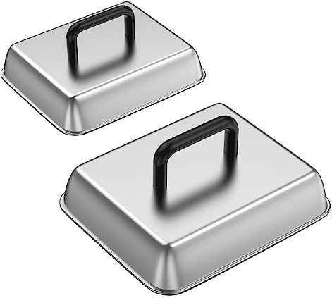 SafBbcue Grillzubehör mit Flacher Oberseite, 35,6 cm und 33 cm, rechteckig, für Blackstone, Pitboss, Camp Chef, Dampfgarer, Pizzaofen/Wok-Abdeckung, Metallkuppelabdeckung zum Grillen, Kochen, 2 Sets