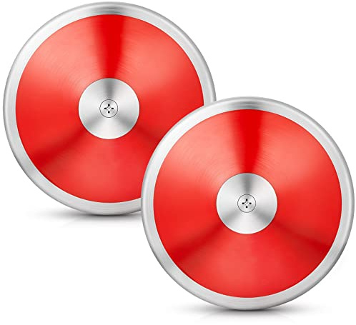 Wettarn Diskus, Diskus, für Herren und Damen, Diskus, Leichtathletik-Ausrüstung (1 kg, Rot), 2 Stück