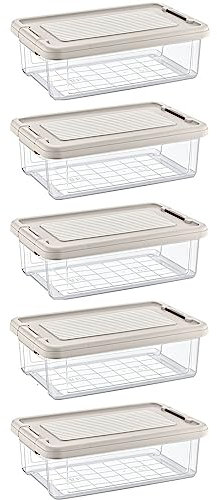 astor24 PREMIUM Aufbewahrungsboxen mit Deckel - lebensmittelecht - sicherer Verschlussclip - transparent - Robuste Qualität - XXL Set für Büro, Kinderzimmer, Küche & Werkstatt (5er Set 6 Liter)