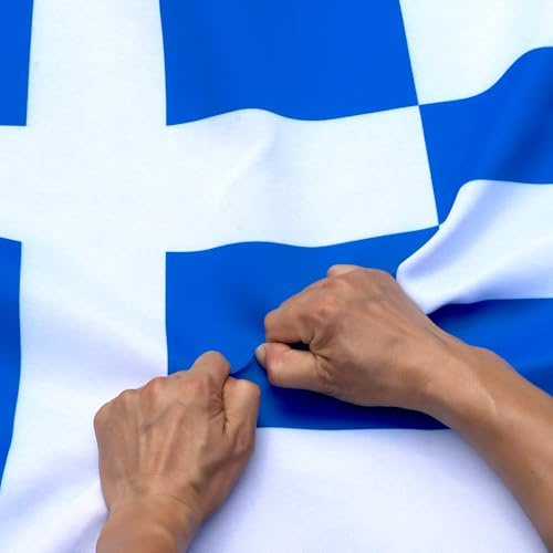 Anley Reißfeste, doppelseitige, 3-lagige Griechenland-Flagge, 90 x 150 cm, lebendige Farben, Leinenkopf und knitterfrei, die stärkste und langlebigste griechische Nationalflagge, 90 x 150 cm