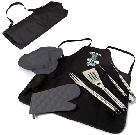 PICNIC TIME 635-88-179-336-14 Tote Pro Grill-Set, robuste Herren, Schürze mit Grillwerkzeugen, Star Wars Yoda – Schwarz mit grauen Akzenten
