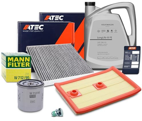 ATEC Germany Inspektionspaket Filterset mit 1x MANN-FILTER Ölfilter, 1x | Kompatibel mit: AUDI A3, A3 Cabriolet, A3 Limousine, A3 Sportback, Q2, SEAT ATECA, LEON, LEON SC, LEON ST