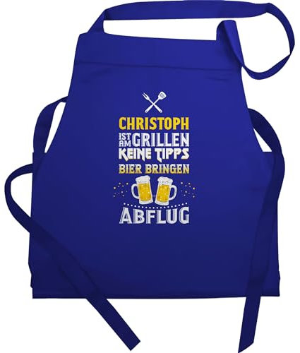 Schürze - Grillschürze Herren Männer - Name ist am grillen Keine Tipps Bier bringen Abflug I Witzig Grillen Geschenk - 60x87 - Royalblau - personalisierte für grill schürzen grill-schürze