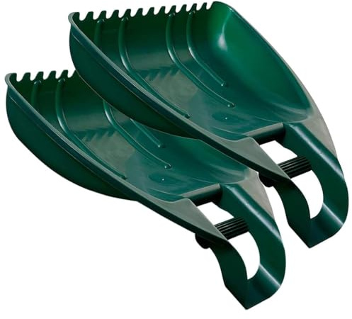 Set Of 2 Green Plastic Lightweight Outdoor Garden Waste Leaf Collector | Easy To Use Leaf Grabber With a Secure Grip Handle