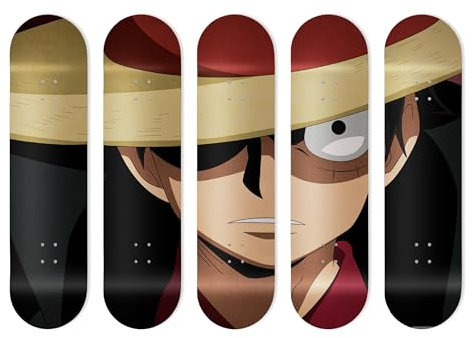 Alu-Brett in Form eines Skateboards für Wanddekoration, Anime, One Piece Luffy, für eine originelle Dekoration (5 Bögen)