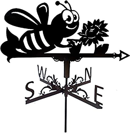 Girouette de cour extérieure girouette en fer forgé pour ornement d'abeille girouette en métal avec revêtement antirouille girouette pratique décoration de jardin de toit extérieur indicateur de