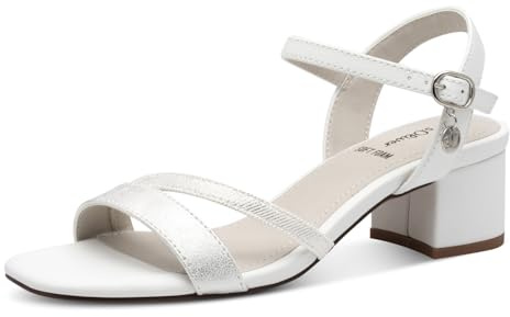 s.Oliver Damen Sandalen mit Absatz Elegant Bequem, Weiß (White Comb.), 38 EU