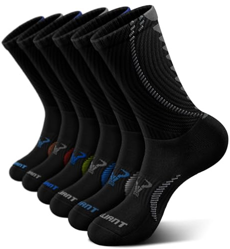 BULLIANT Calcetines Hombre 6 Pares, Calcetines Compresión Atléticos Acolchados para Hombres Deportes Correr Senderismo Pesca Soporte de Arco(6Pares,39-42)