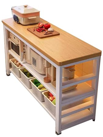 Kitchen Storage Bar Wine Rack Table with Large Worktop Coffee Station and Microwave Stand 80cm Height Ideal for Home Kitchen and Dining Room 100x25x80cm.