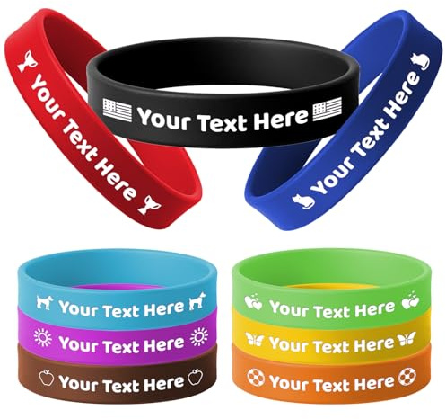 YATEDIY Personalised Silicone Wristbands - 1-1000PCS Bulk Custom Rubber Bracelets with Text Message,Wrist Bands for Event Women Mens Kids Gifts Motivation Graduate Birthday Parties