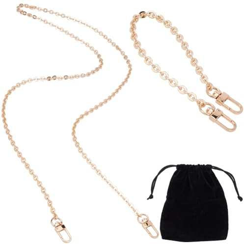 GORGECRAFT 2 Stück 2 Stile Mini Geldbörsenkette Aus Kupfer Großpackung Goldenes Metall Messing Tasche Schulter Umhängetasche Dünne Dekoration Ausziehbarer Gurt Kabelketten Für Handtasche Geldbörse