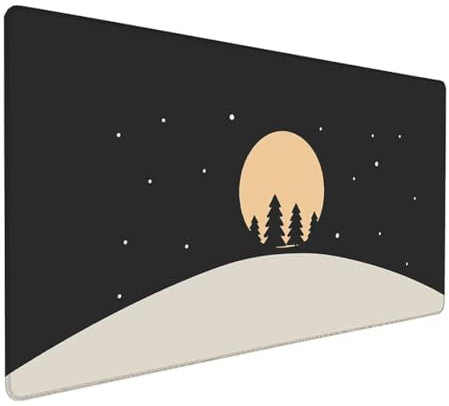Black Gaming Mouse Pad 700 x 400 x 3 mm, Extended Large Mouse Mat Moon Desk Mat With Stitched Edges, Waterproof Mousepad, Non-Slip Rubber Base Desk Pad for Home Decor Office Accessories Gifts Z-588