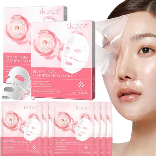 Masque Collagene Visage, Mask Collagen, Visage Masque Profond Coréen, Bio Collagen Overnight Mask (34g x 8ea)