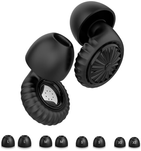 ZYNWEAI Ear Plugs for Sleep, Flexible Silicone Noise Cancelling Ear Plug,Ear Plugs Noise Reduction 25dB-30dB with 8 Ear Tips in XS/S/M/L, Reusable EarPlugs Hearing Protection-Black