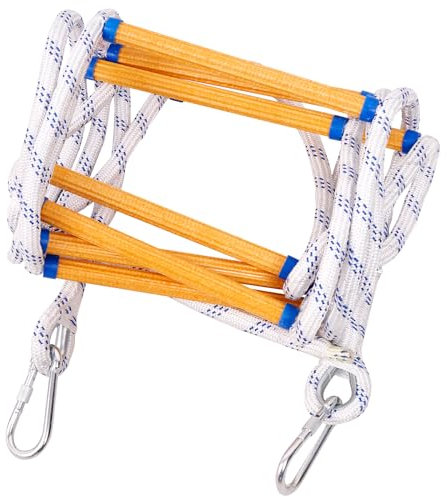 XINSHUNCAN Fire Escape Rope Ladder,3M/9.8FT Emergency Safety Portable Climbing Rescue Rope Ladder for 2 Story Home Window Balcony Railing Treehouse