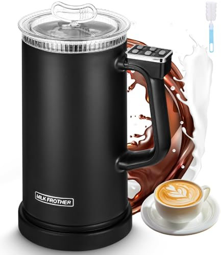 Hixava Milchaufschäumer, Elektrische Milchaufschäumer 4-in-1 Automatische Milchschaum Induction Milch Frother Kapazität 500 ML Milchaufwärmer für Latte Macchiato, Cappuccino und Macchiato Zu Hause
