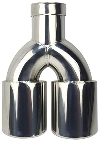 SQOFJDF Punta Silenciador Silenciadores De Coche Punta De Tubo De Escape Universal De Acero Inoxidable De Doble Salida De Varios Tamaños 51mm 63mm Tubos Extremo Coche(Silver 63MM)