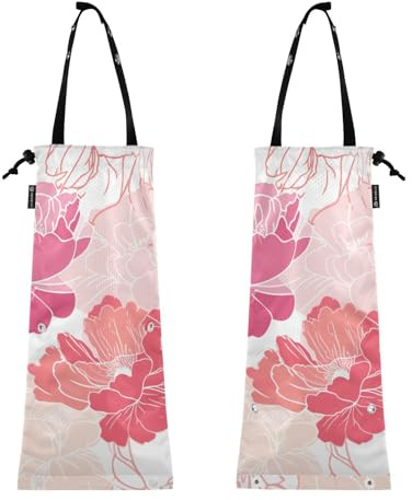 Bolsa de basura reutilizable para coche, paquete de 2 botes de basura para coches, arte abstracto, ilustraciones, flores, color rojo