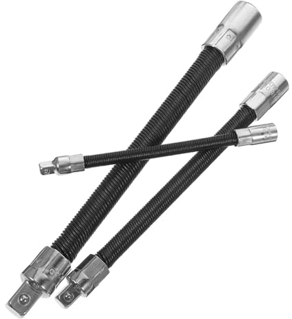 Didiseaon Industrial Grade 1/4-3/8-1/2 Socket Wrench Extension Bar Flexible Ratchet Extender Set 3 Pieces Black Spring Soft Shaft for Mechanical Repair and Confined Space Use