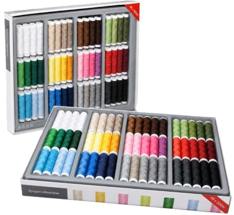 Nähmit – Nähgarn-Set „Spiel der Töne“ (48 Farben à 50 m) – Polyester, reißfest & farbecht, perfekte Farbabstufungen Nähmaschinengarn (Nähgarn-Set)