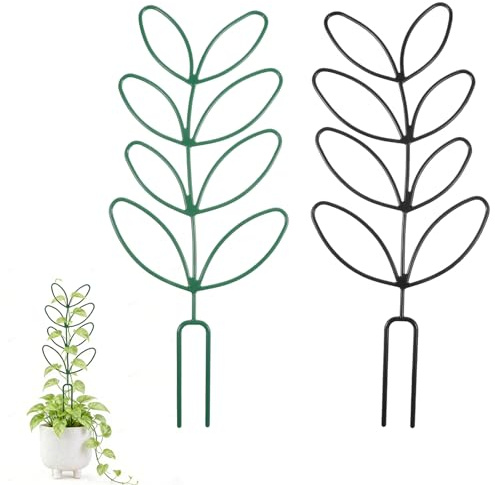 Qianyu 2 unidades de soporte para plantas de interior, soporte para plantas de jardín | Plantas en maceta en forma de hoja, enrejado pequeño, para Monstera Hoya, Jardín Flores Plantas, Hiedra Vino Rosas